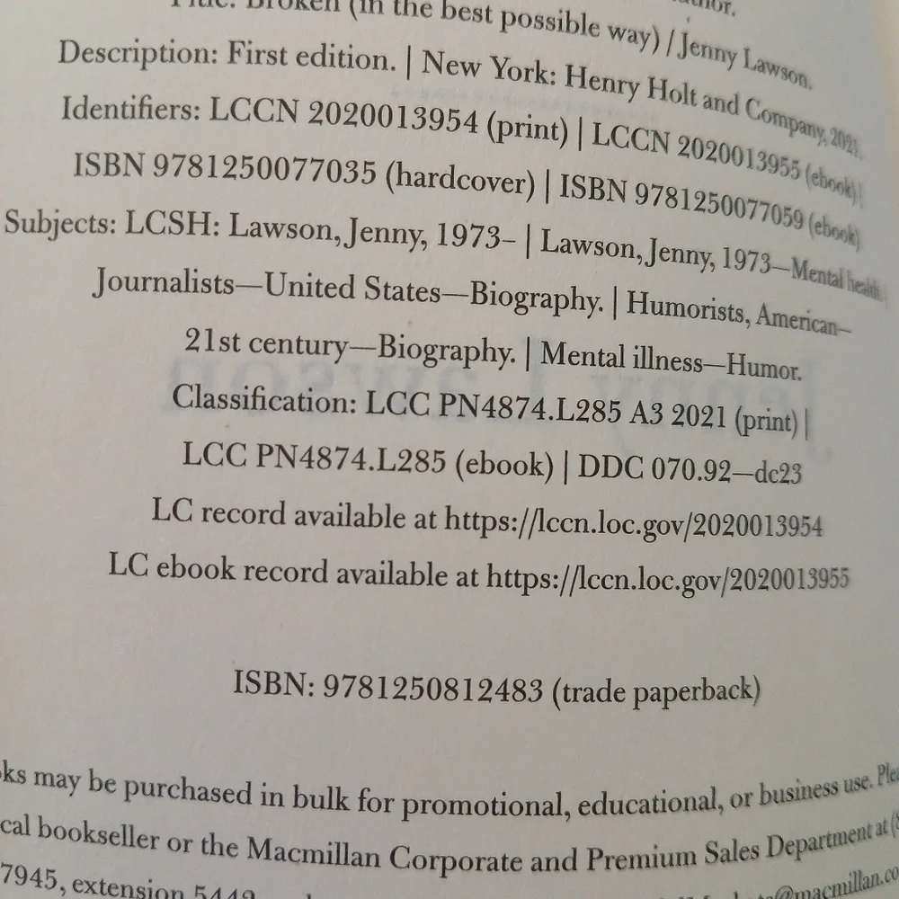 Jenny Lawson 'Broken' Book Paperback 2012 Biography Novel
